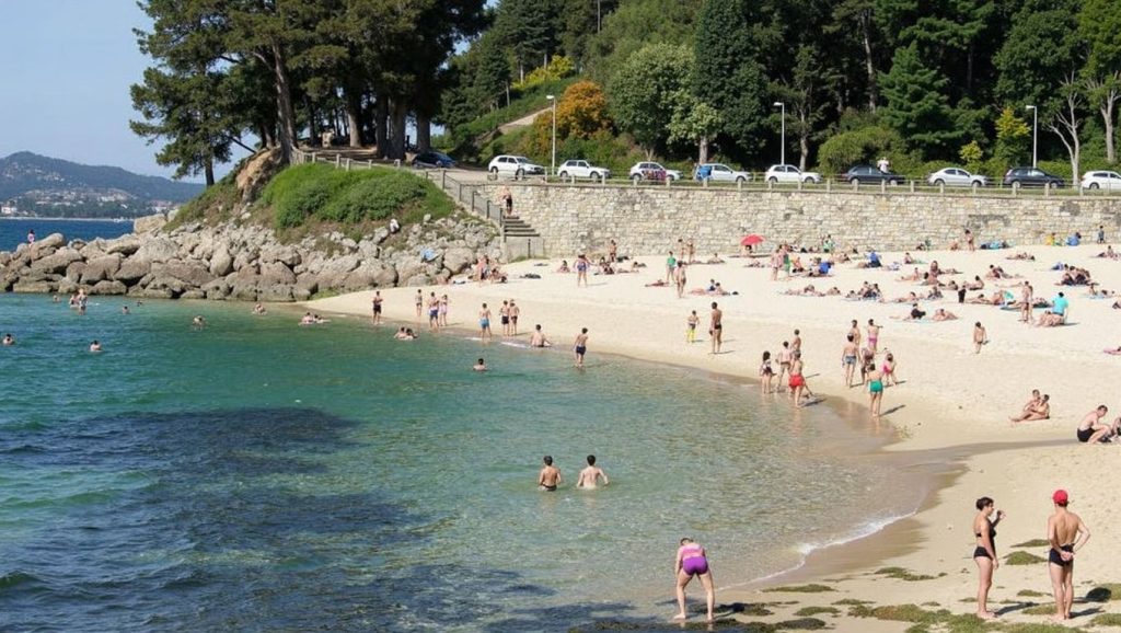 Ría y costa de A Area da Hedreira en Marín, Pontevedra