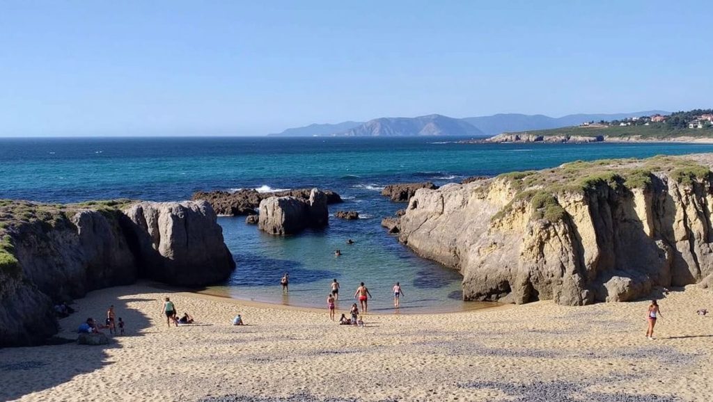 Ría y costa de A Praíña da Furna en Nigrán, Pontevedra
