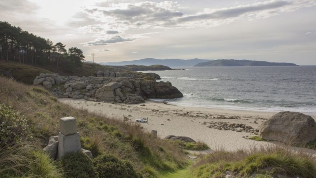 A Praia Pequena de Ancoradouro en Bueu (Pontevedra)