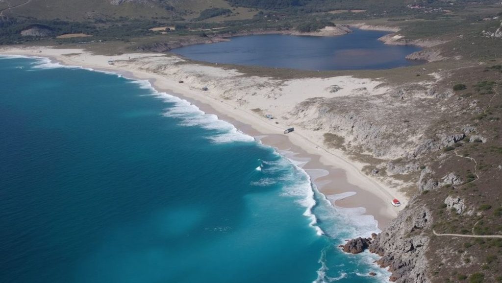 Ría y costa de Areal Grande de Figueirido en Galicia, A Coruña