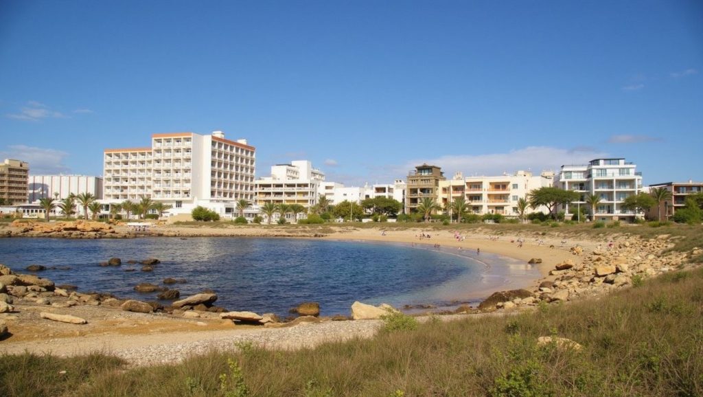 Panorámica de Bassa Cabots con cielo despejado, Ses Salines