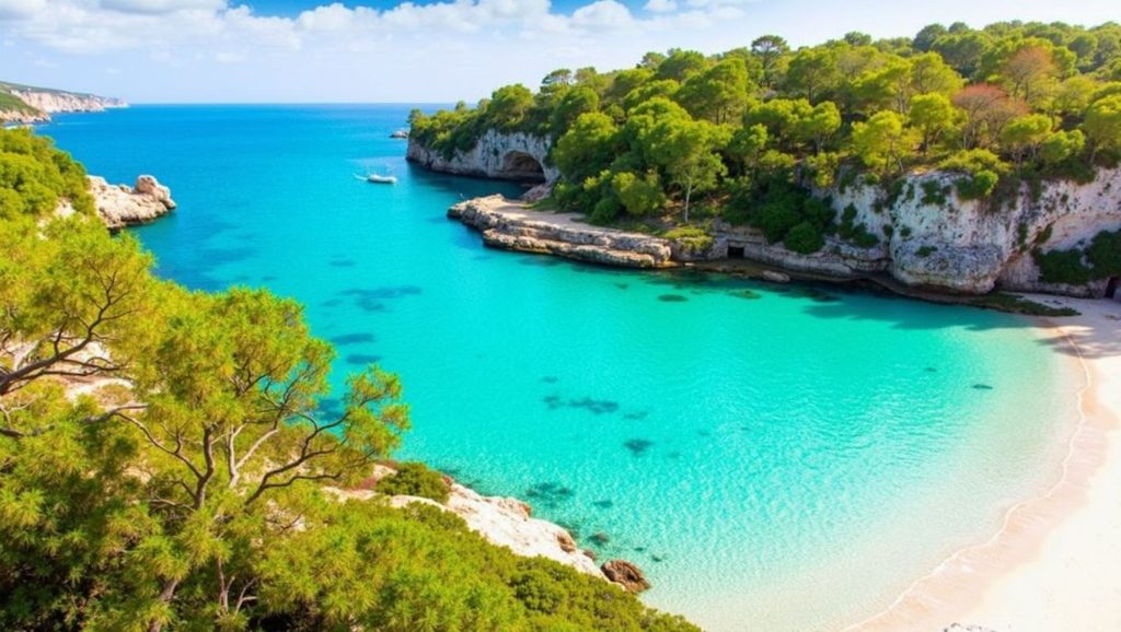 Panorámica de Caló dels Mariners con cielo despejado, Santanyí
