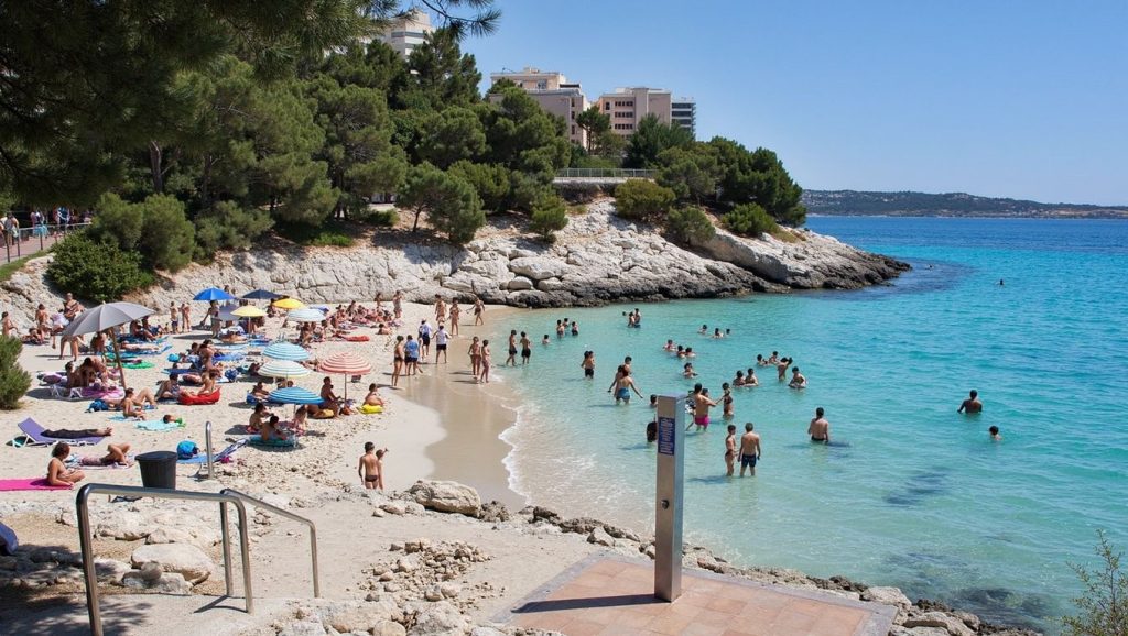 Textura de arena en caló dels Reis, Calvià, Mallorca