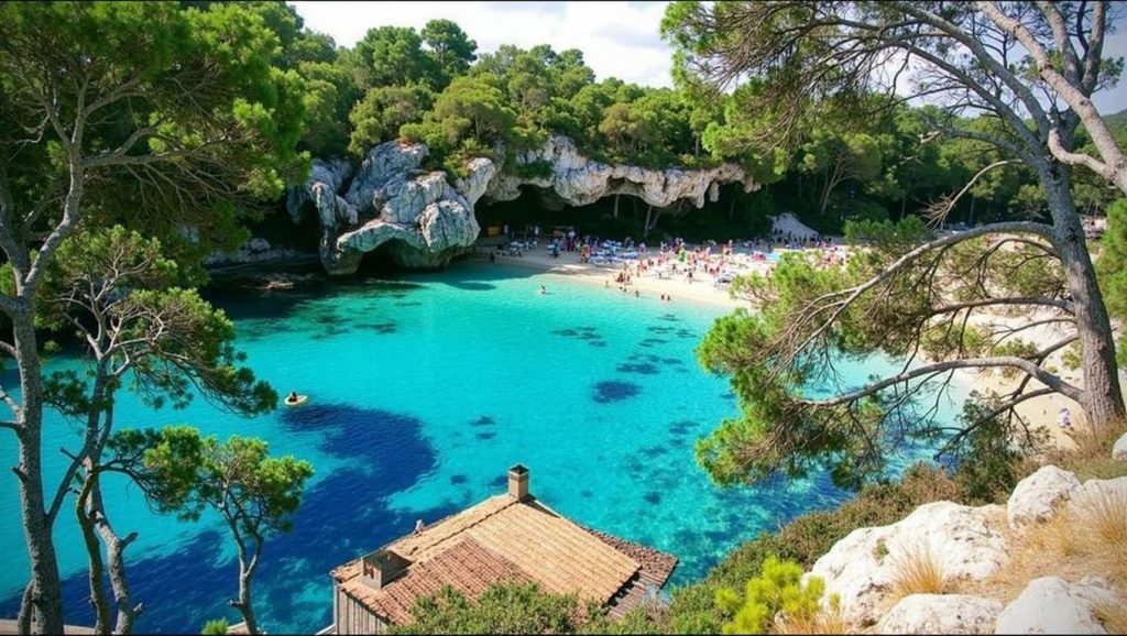Panorámica completa de Caló des Moro, playa de Santanyí