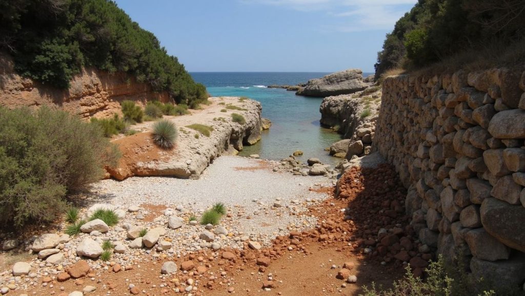 Panorámica de Caló des Moro con cielo despejado, Santanyí
