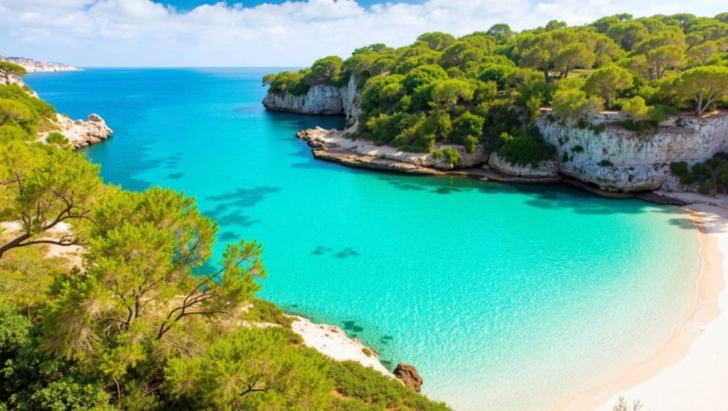 Panorámica de Caló des Pou con cielo despejado, Santanyí / Felanitx