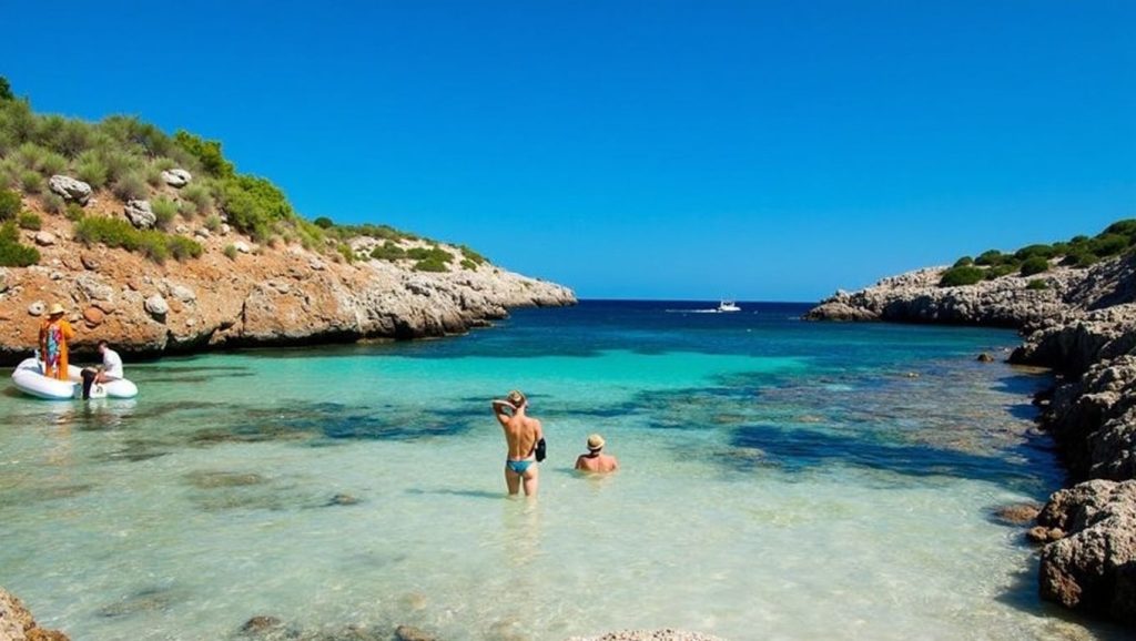 Amplia vista de Cala Brafi, Felanitx, Mallorca