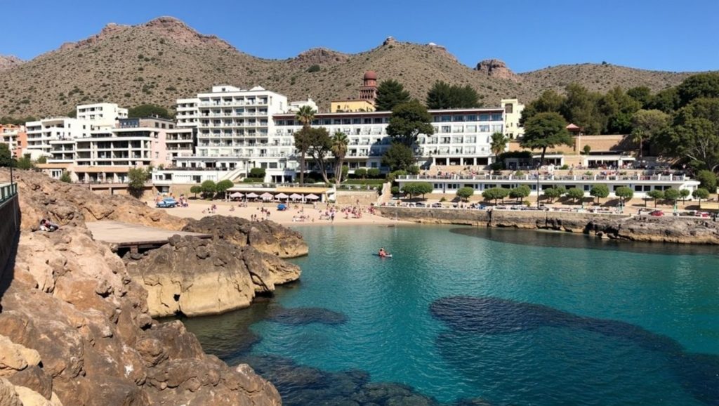 Arena y mar en Cala Carbó, Pollença, Mallorca