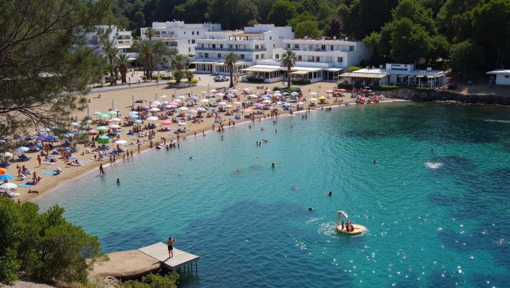 Orilla tranquila de Cala de Portitxol, playa de Sant Joan de Labritja