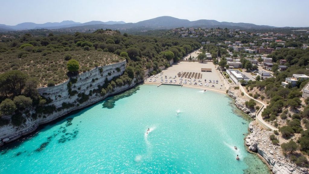 Detalle de arena y agua en Cala de s'Estany d'en Mas, Manacor