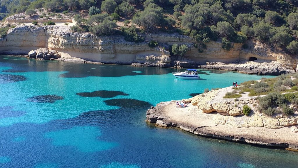 Vista amplia de Cala del Guix en Calvià, Mallorca