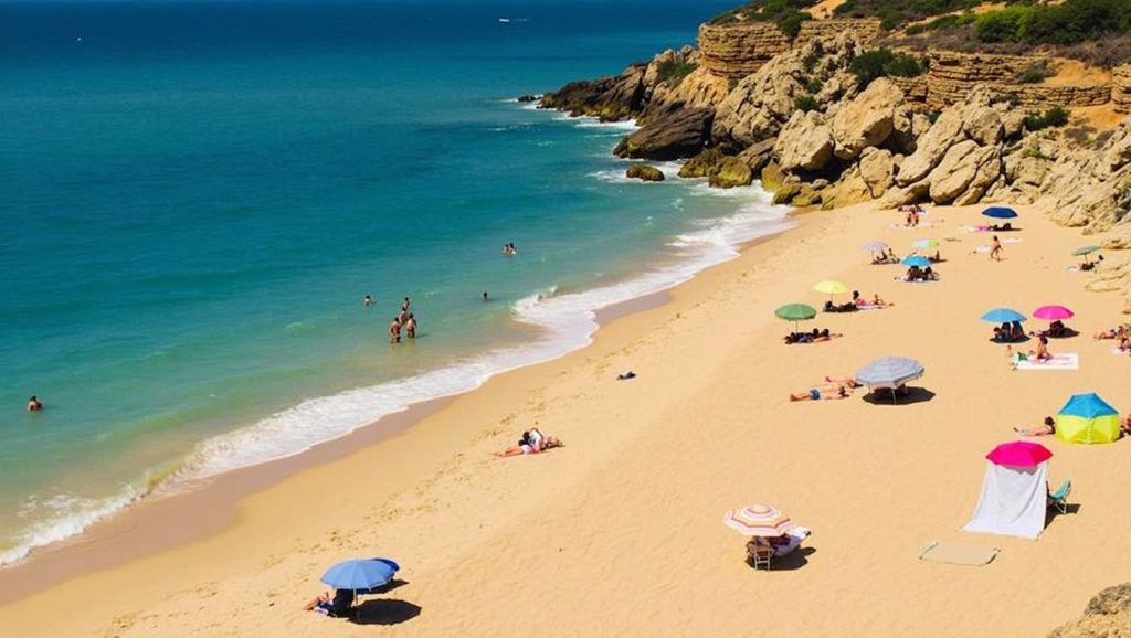Vista de Cala del Puntal desde la orilla, Conil de la Frontera