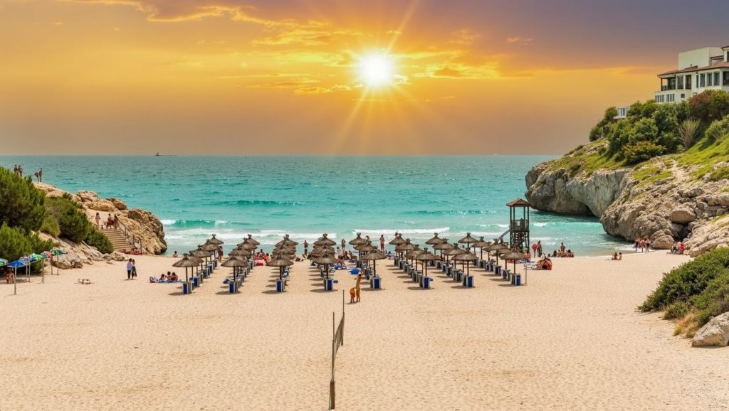 Vista amplia de Cala Domingos Petit en Manacor, Mallorca