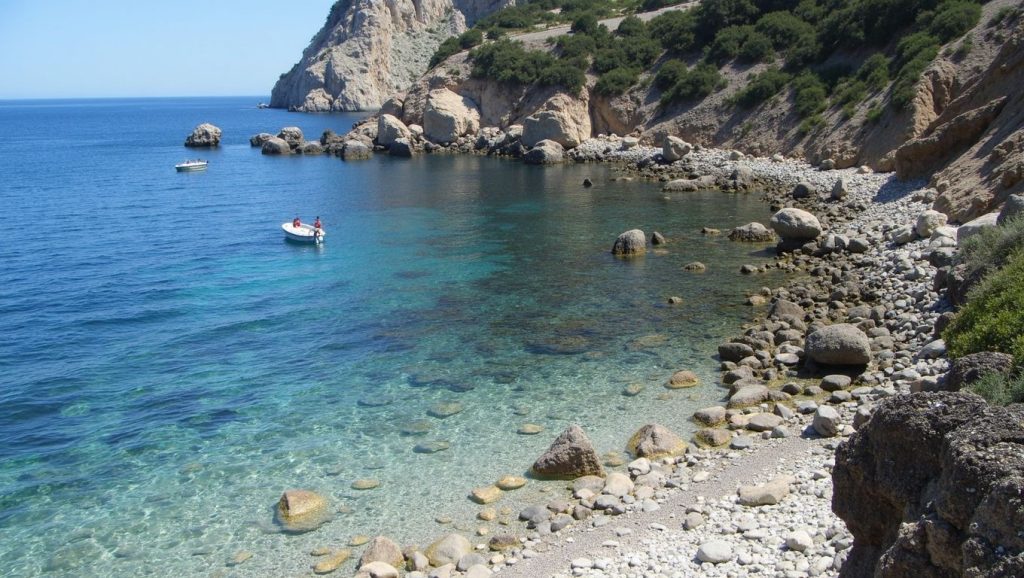 Panorámica de Cala en Basset con cielo despejado, Andratx