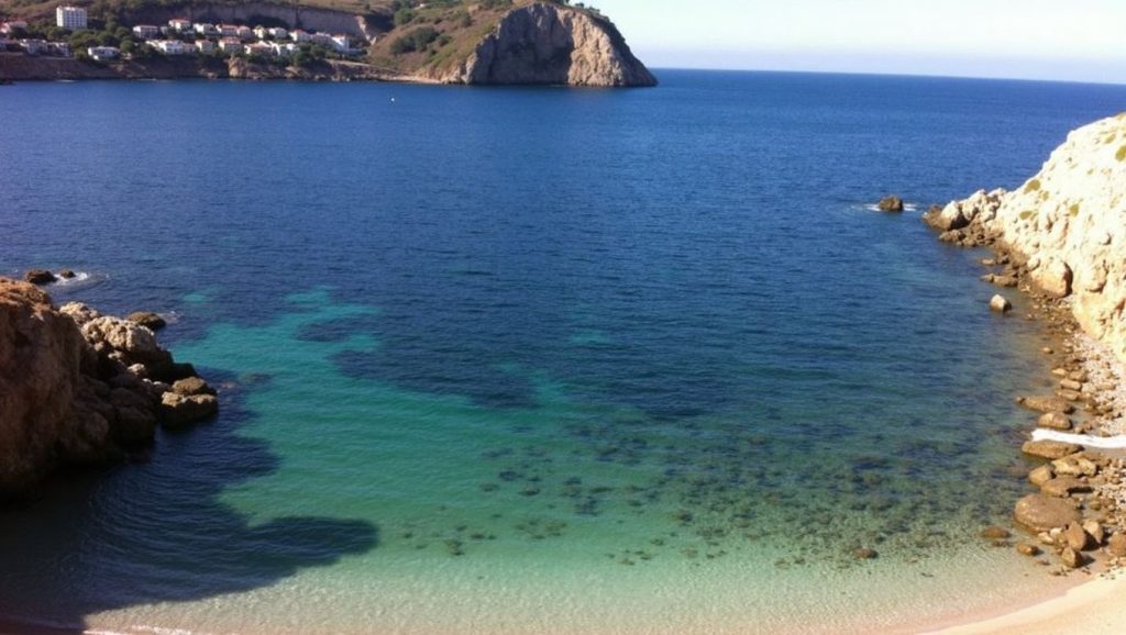 Playa en Fonoll desde la arena, Andratx, Mallorca