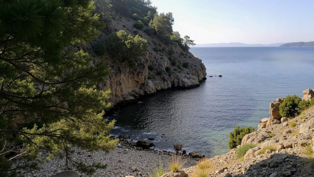 Playa en Gossalba desde la arena, Pollença, Mallorca