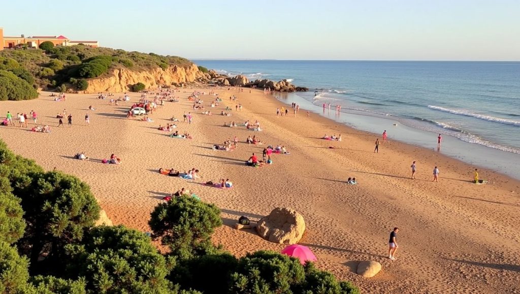 Panorámica completa de Cala Encendida, playa de Conil de la Frontera