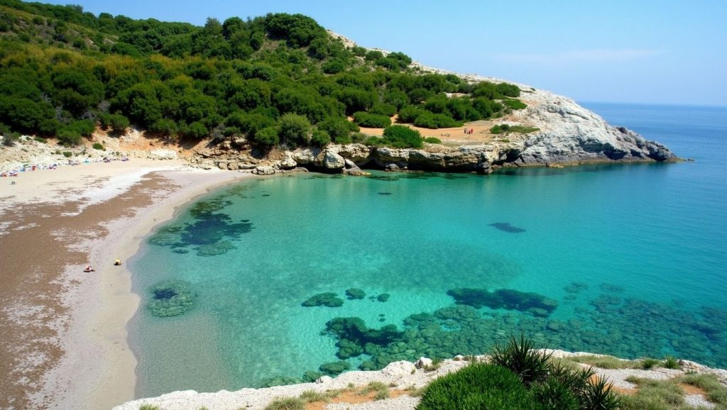 Panorámica de Cala es Matzocs con cielo despejado, Artà