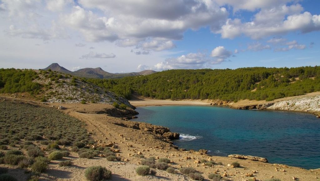 Olas rompiendo en Cala es Matzocs, Artà
