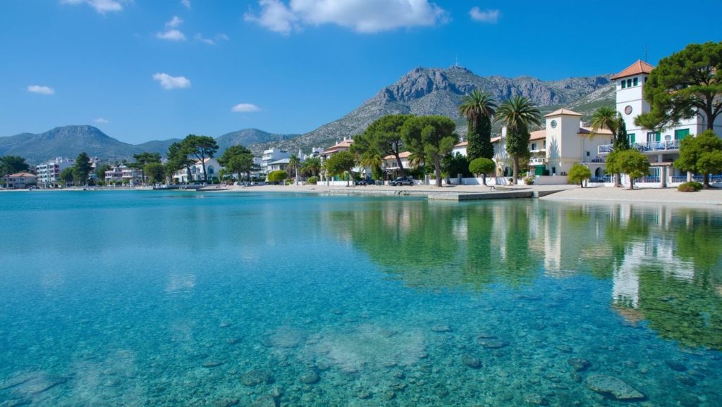 Arena y mar en Cala Estreta (Pollença), Pollença, Mallorca