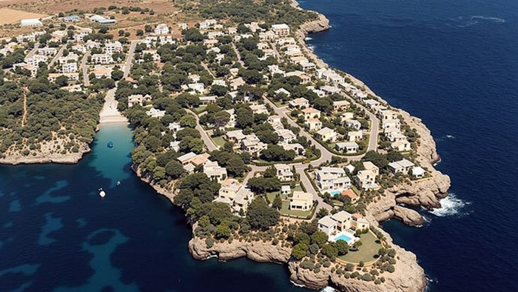 Panorámica de Cala Ferrera con cielo despejado, Felanitx