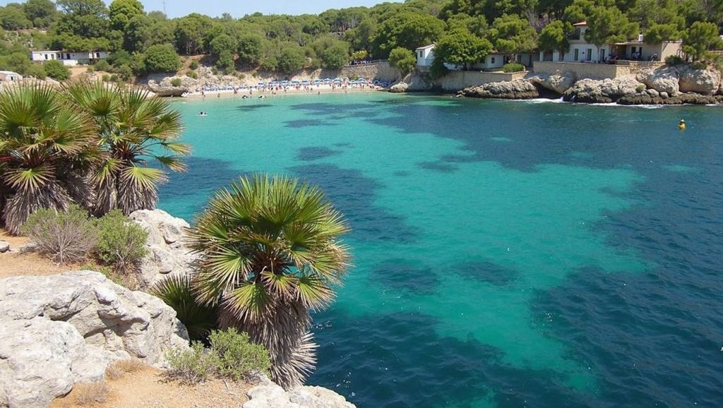 Detalle de arena y agua en Cala Gata, Capdepera