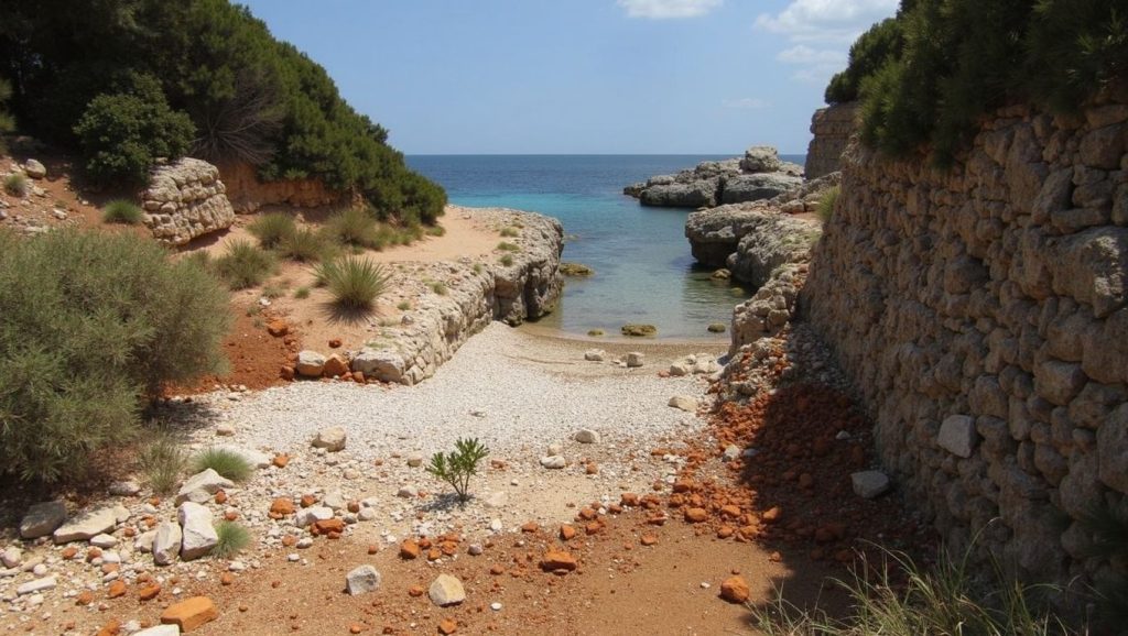 Orilla tranquila de Cala Llombards, playa de Santanyí
