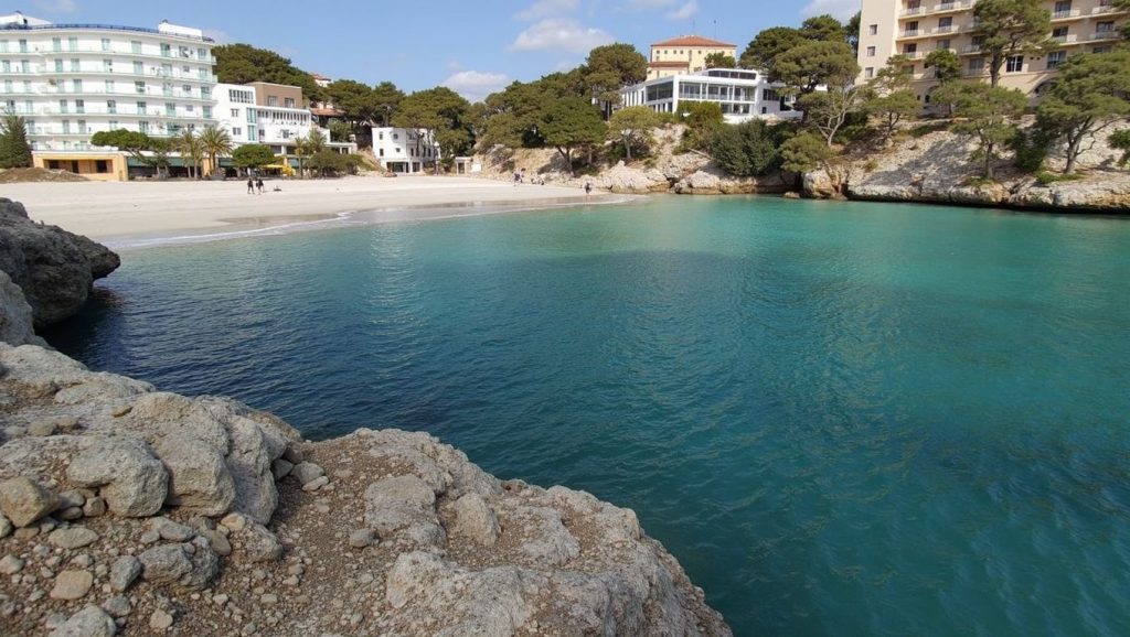 Primer plano de la orilla de Cala Llombards, Santanyí