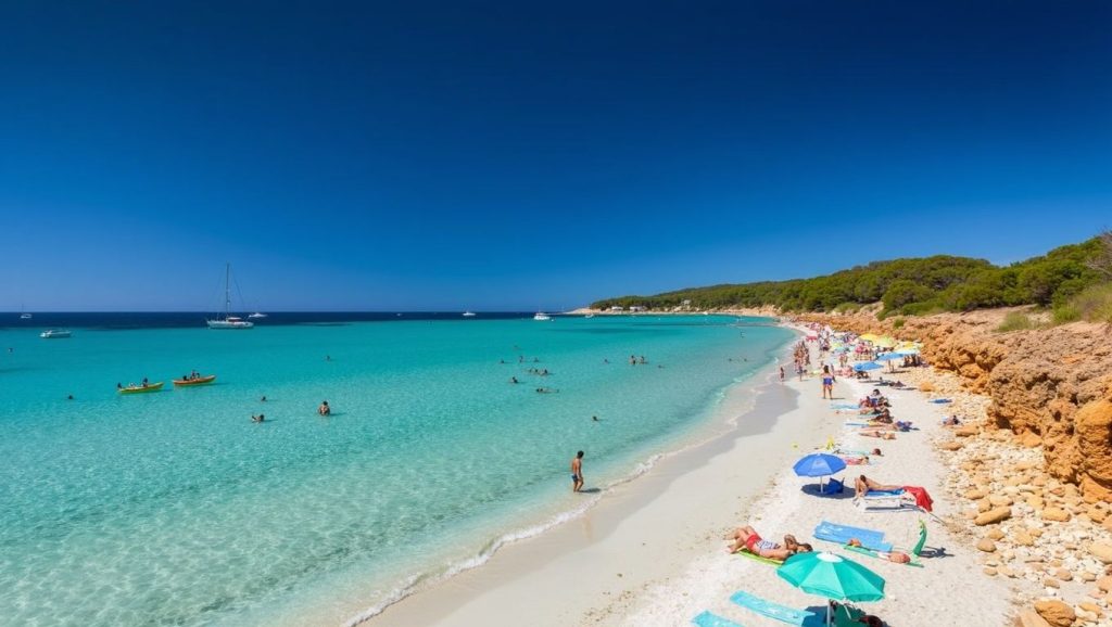 Arena y mar en Cala Llombards, Santanyí, Mallorca
