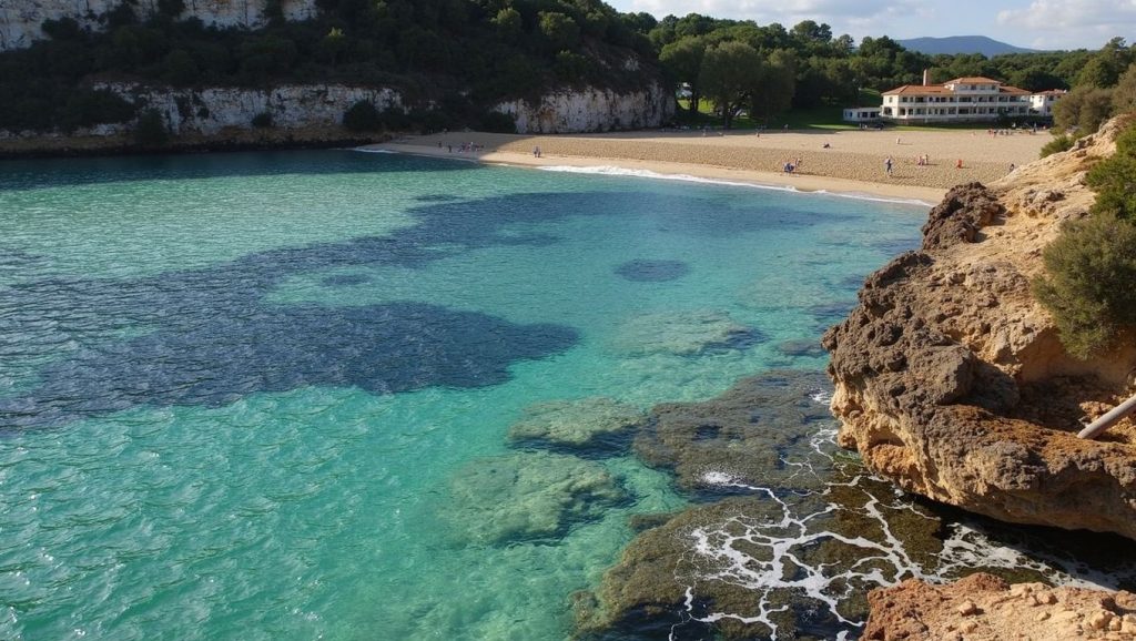 Olas rompiendo en Cala Mendia, Manacor
