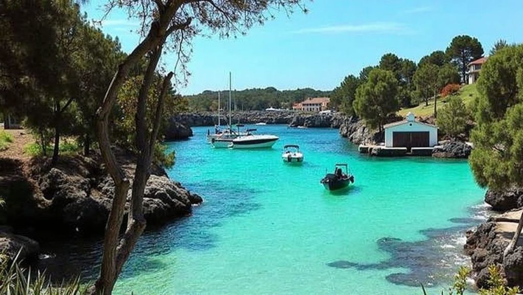 Panorámica completa de Cala Mitjana, playa de Felanitx