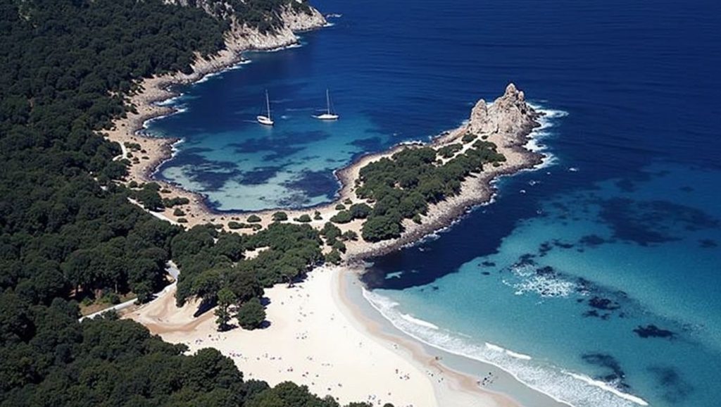 Oleaje en la orilla de Cala Moltó, costa de Capdepera