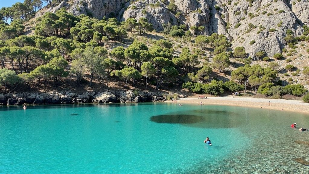 Detalle del agua en Cala Murta, Pollença, Mallorca