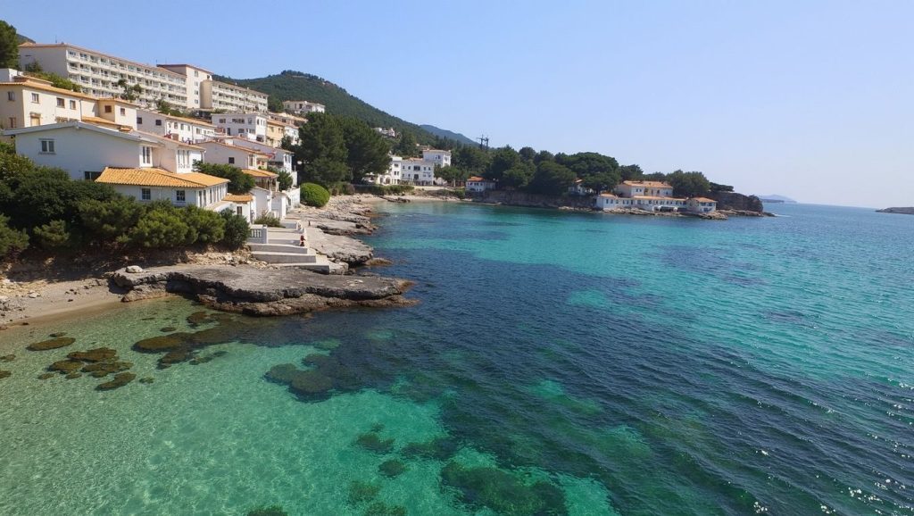 Panorámica de Cala Poncet con arena y mar, Alcúdia