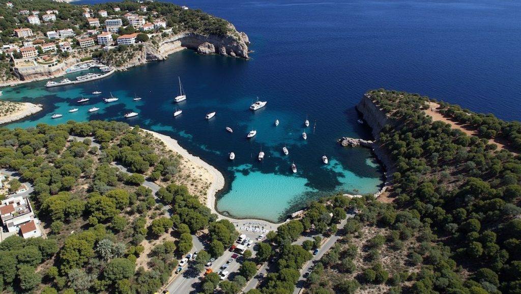 Vista de Cala Portals Vells desde la orilla, Calvià
