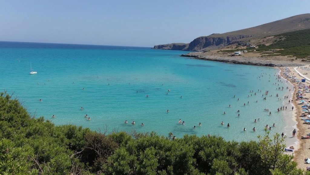 Panorámica de Cala Torta con cielo despejado, Artà