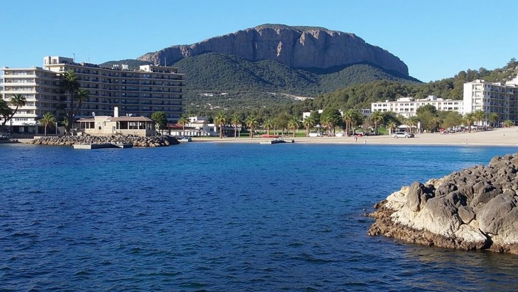 Arena y orilla en es Camp de Mar, Andratx, Mallorca
