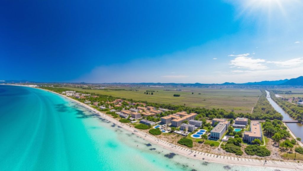 Vista de Es Comú (sector natural Platja de Muro) desde la orilla, Muro