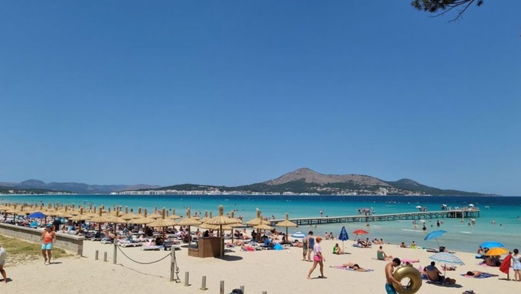 Vista de Es Comú (sector natural Platja de Muro) desde la orilla, Muro