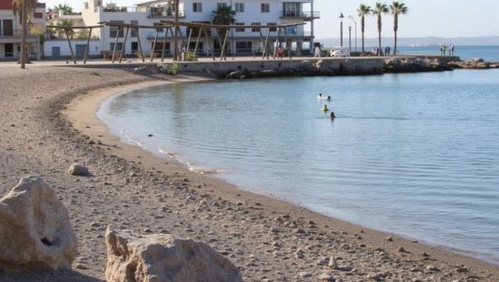 Panorámica de Es Portitxolet con arena y mar, Palma