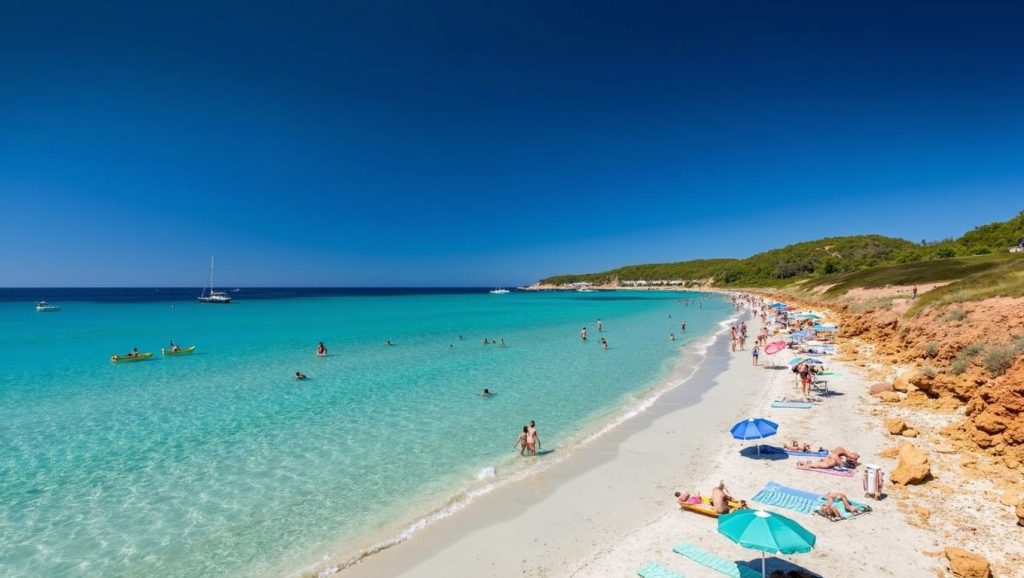 Playa Es Trenc desde la arena, Campos, Mallorca