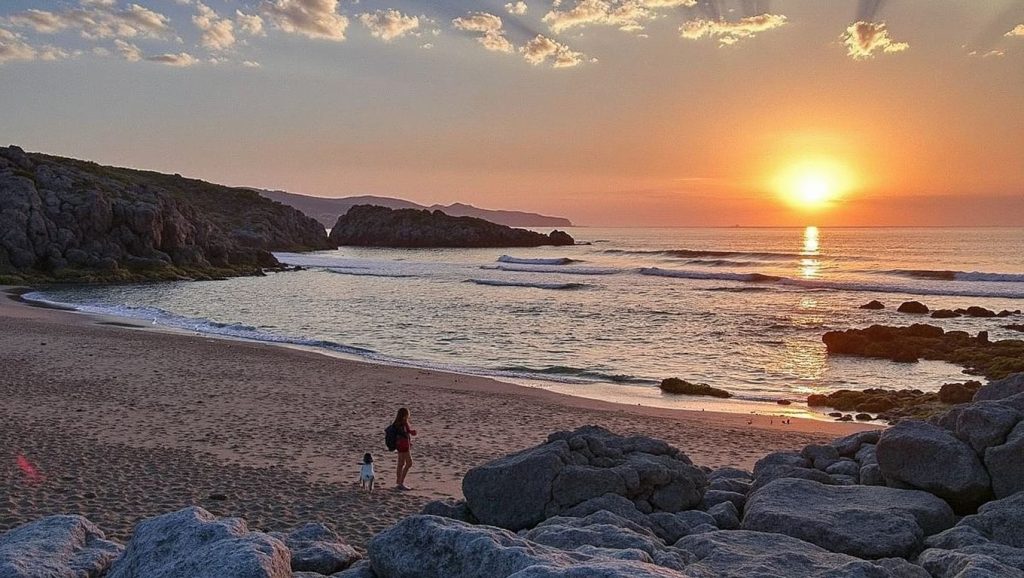 Panorámica completa de O Areeiro da Braña, playa de Galicia