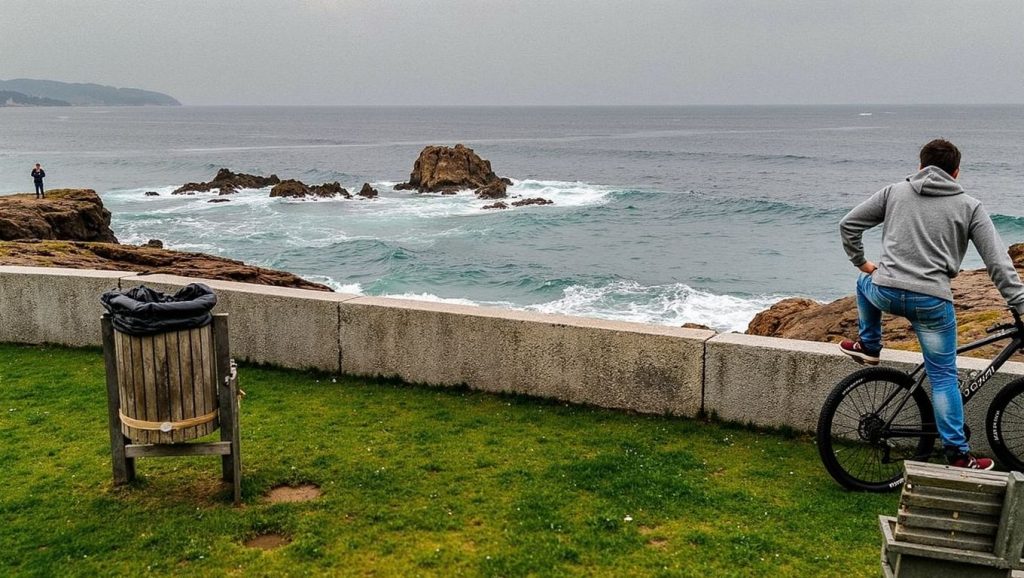 Amplio horizonte marino en O Areeiro de Borreiro, Galicia