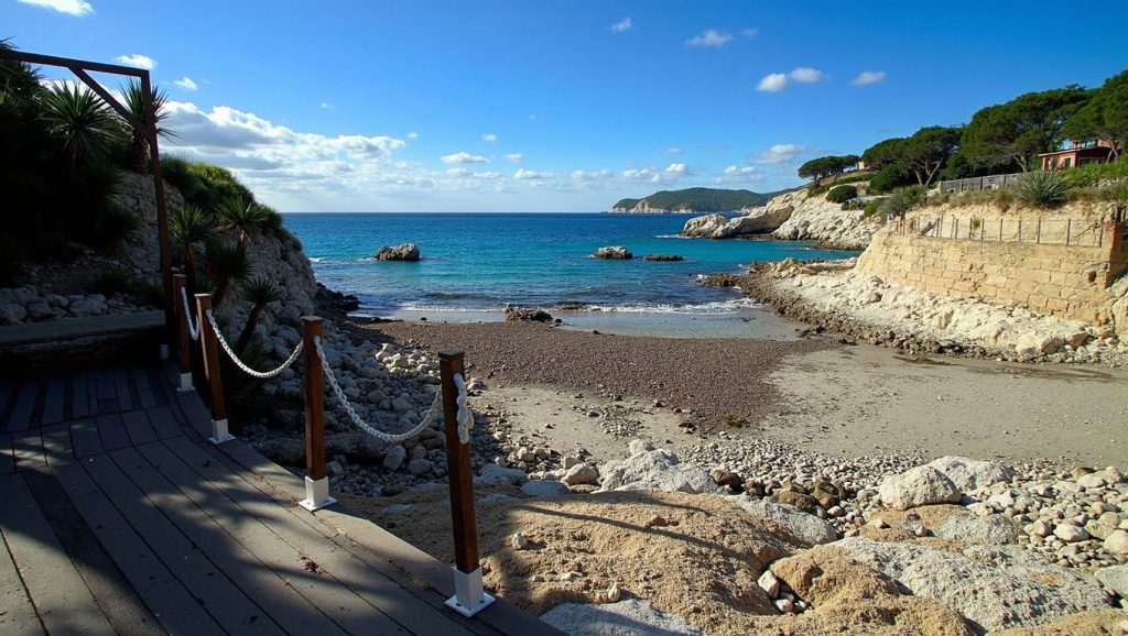 Panorámica de Platja Cala Blanca con cielo despejado, Calvià
