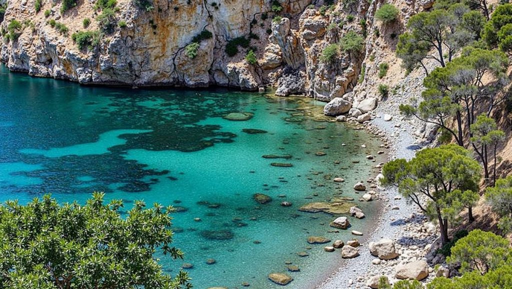 Vista del litoral en Platja Cala Blanca, Calvià
