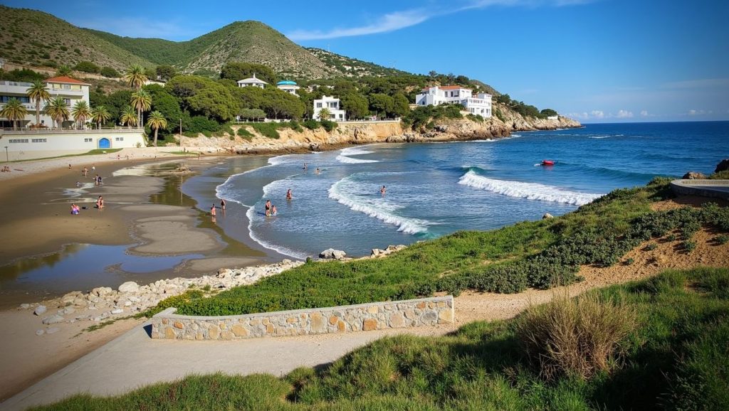 Playa Platja d'Aiguadolç en Sitges, Barcelona