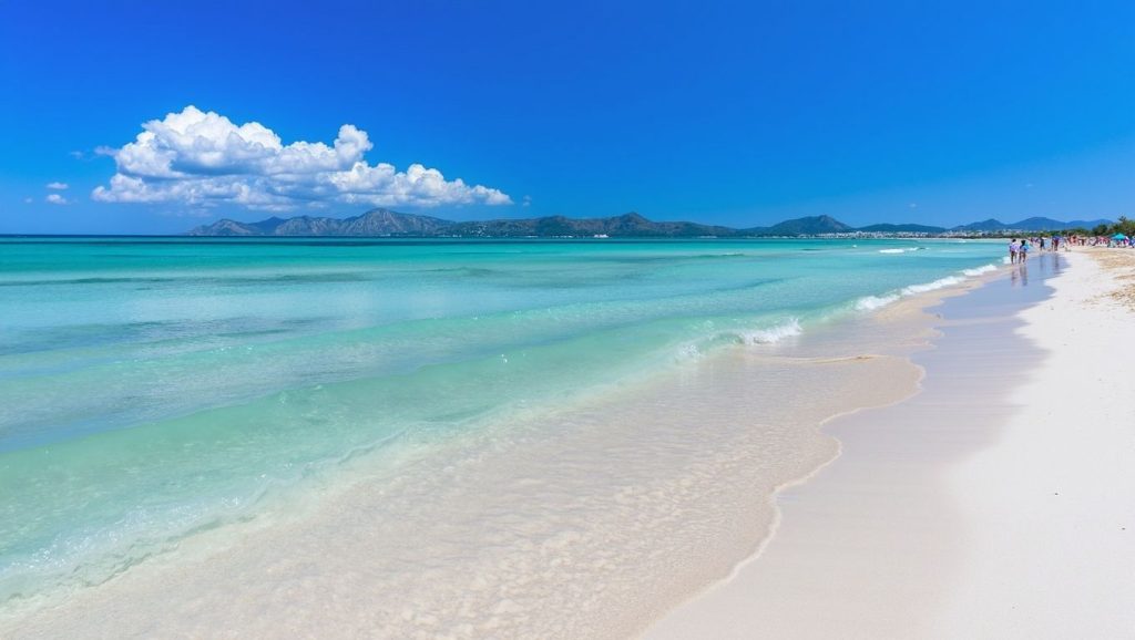 Olas rompiendo en Platja d'Alcúdia (Platja de Can Cullerassa), Alcúdia