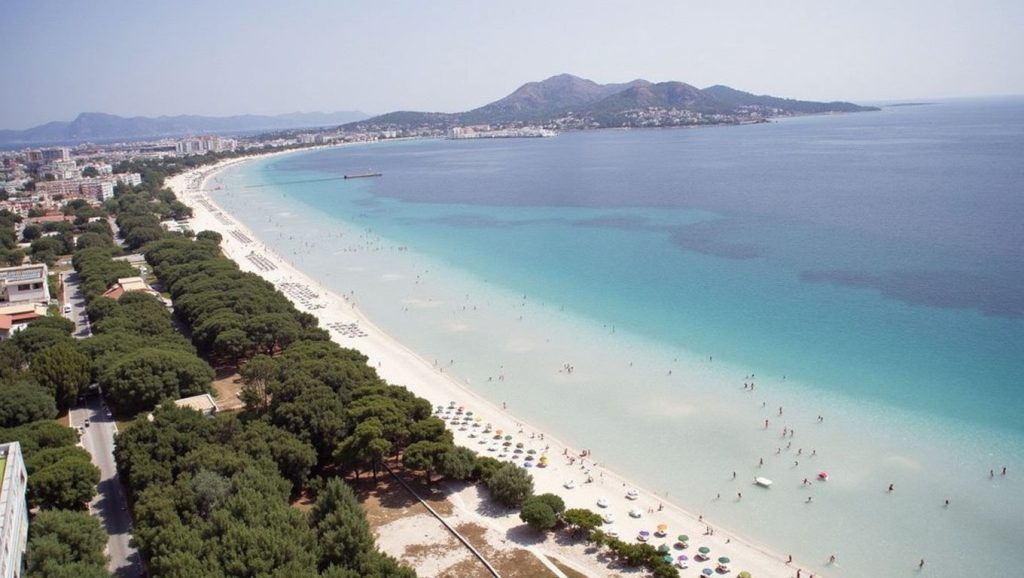 Playa Platja d'Alcúdia (Platja de Can Cullerassa) desde la arena, Alcúdia, Mallorca