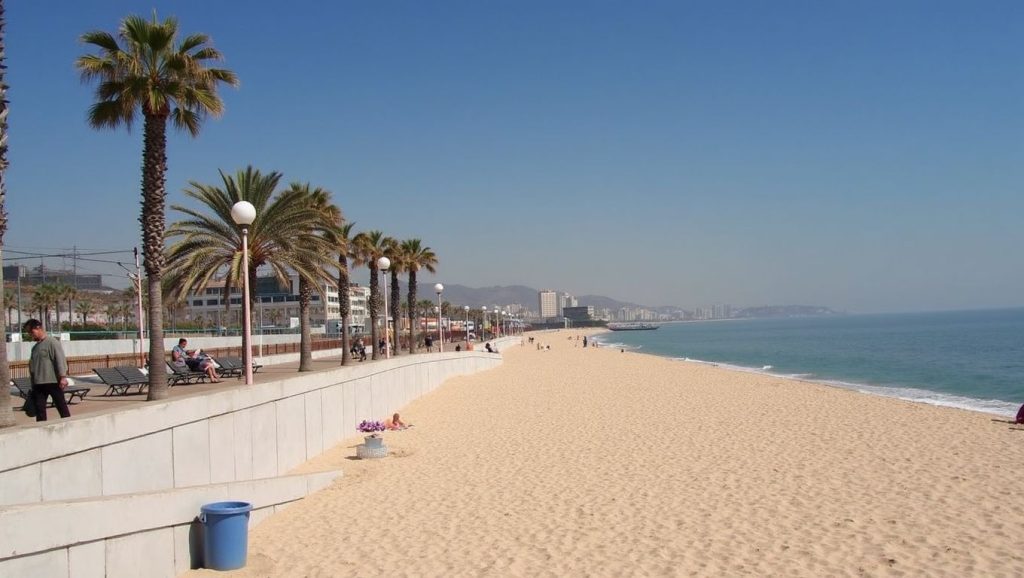 Playa Platja d'En Moragues desde la arena, Badalona, Barcelona