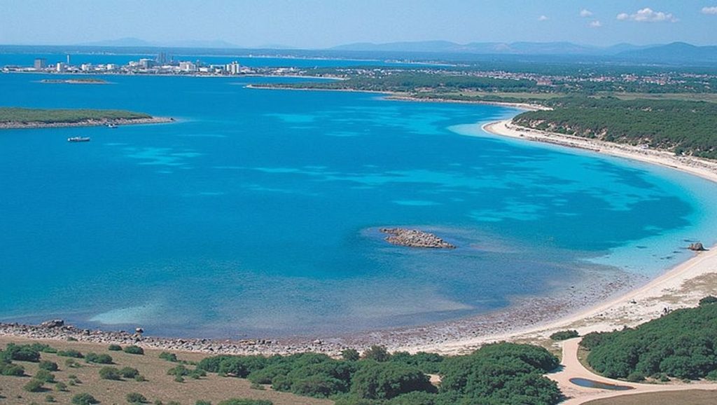 Arena y orilla en Platja d'es Carbó, Ses Salines, Mallorca